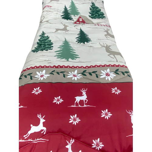Winter Quilt Super Fantasy Hut - Tiroler Stil Rot Grün - Warme Mikrofaser 300gr - Made in Italy