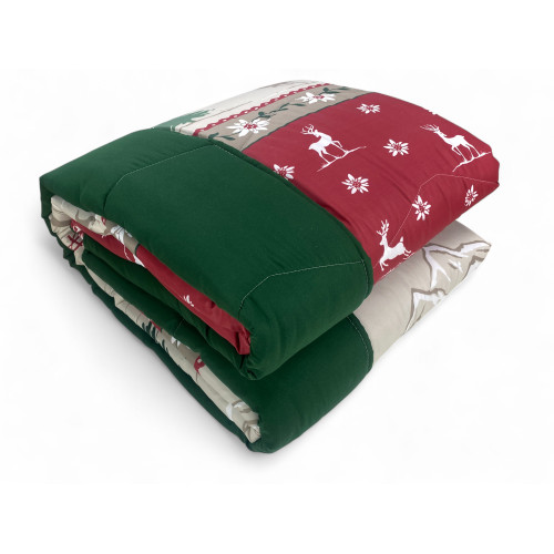 Couette d’hiver Super Fantasy Hut - Style tyrolien rouge vert - Microfibre chaude 300gr - Fabriqué en Italie