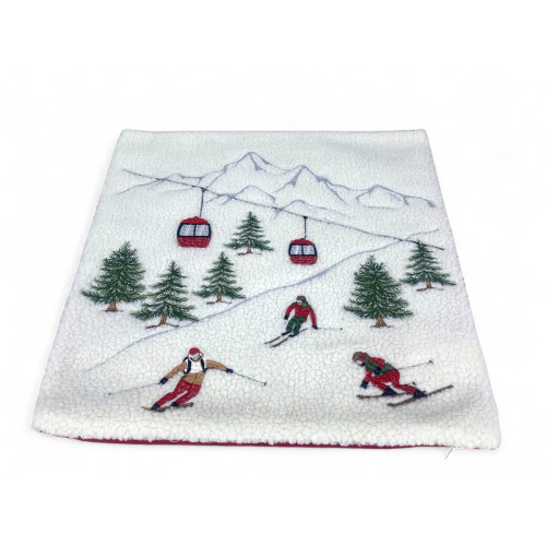 Funda de cojín de invierno para esquiadores góndola 40x40 cm - Forro polar de piel de cordero estilo tirolés - Made in Italy