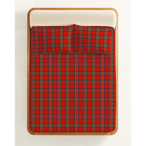 Rotes schottisches Bettwäsche-Set - Winterbett-Set 100% natürliche Baumwolle - warm, atmungsaktiv, Made in Italy