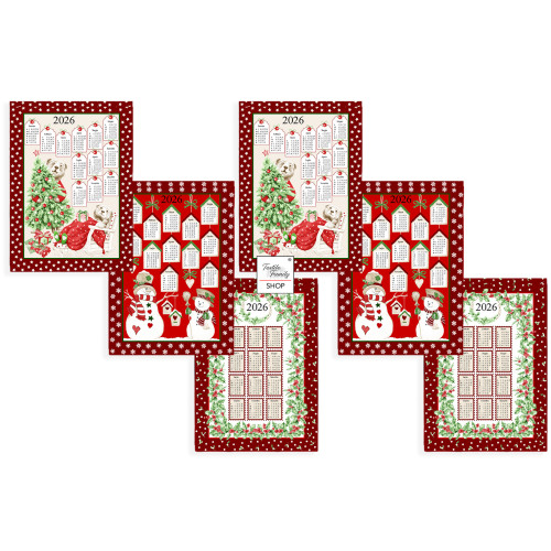 Strofinacci cucina cotone Natale calendario 2026 maxi 50x70cm – Set 6 Pezzi, 3 Stampe, Idea Regalo, Made in Italy variante A