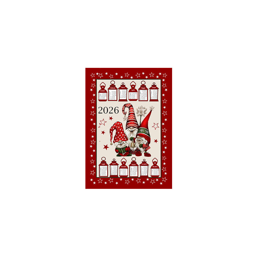 Cotton Christmas Kitchen Towels 2025 Maxi 50x70cm – Set of 6 Pieces, 3 Prints, Gift Idea, Made in Italy variant B