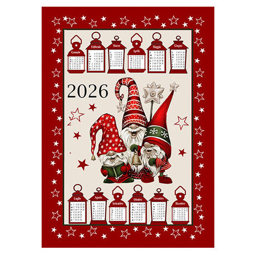 Cotton Christmas Kitchen Towels 2025 Maxi 50x70cm – Set of 6 Pieces, 3 Prints, Gift Idea, Made in Italy variant B