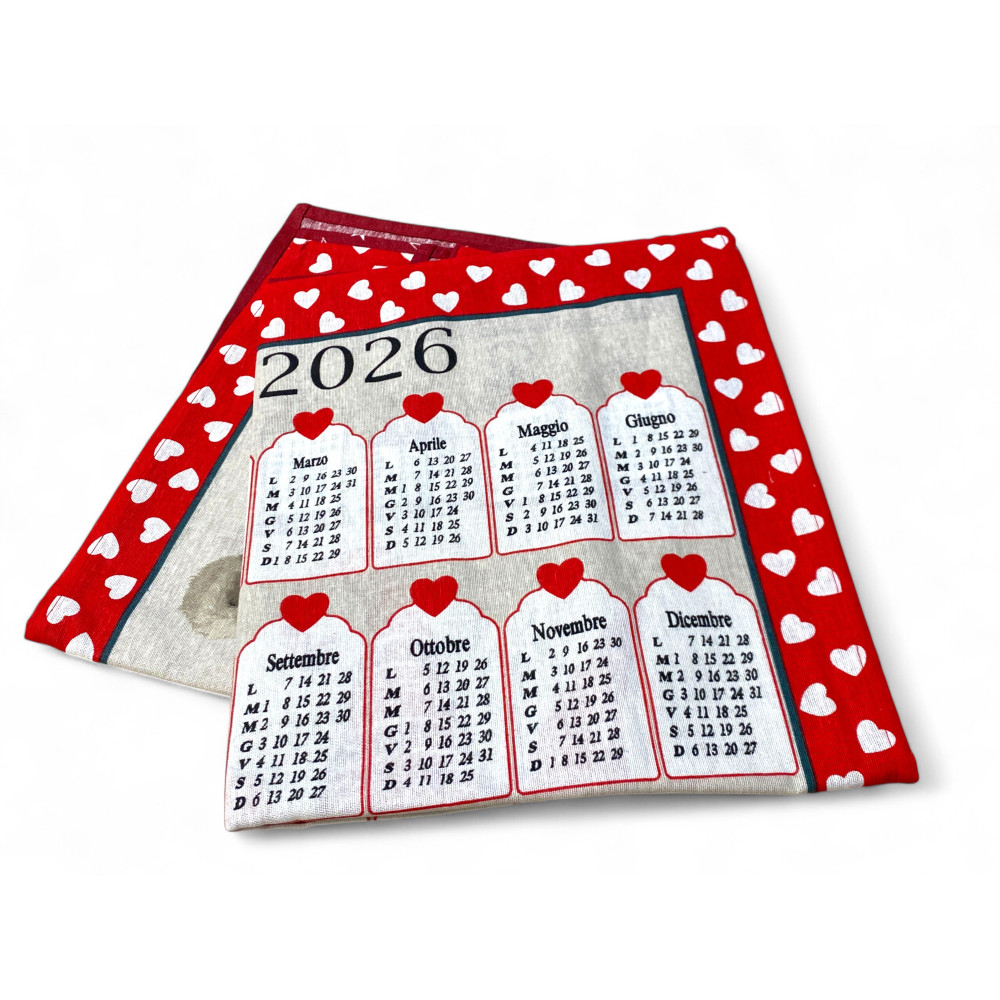 Strofinacci cucina cotone Natale calendario 2026 maxi 50x70cm – Set 6 Pezzi, 3 Stampe, Idea Regalo, Made in Italy variante B