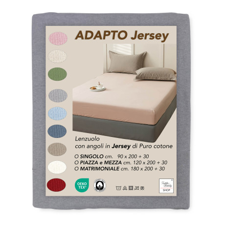 Sábana debajo de Adatpo Jersey Grey en 100% algodón elástico, banda alta H30 cm