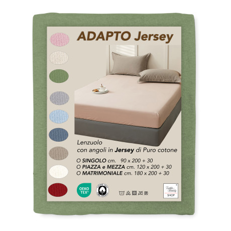 Sábana Bajera de Jersey Verde en 100% Algodón Elástico, High End H30 cm