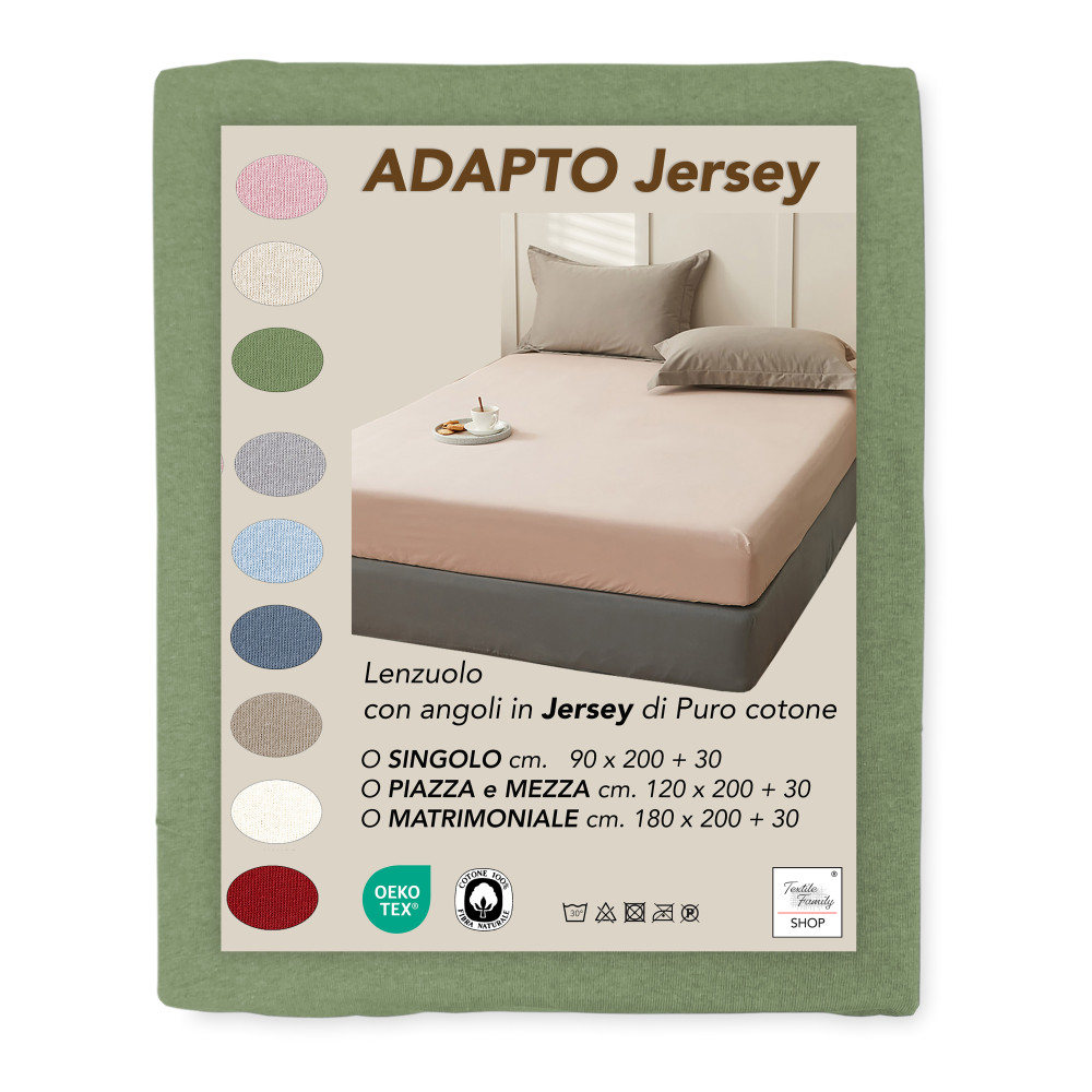 Sábana Bajera de Jersey Verde en 100% Algodón Elástico, High End H30 cm