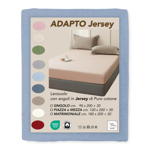 Sábana interior Adatpo de jersey azul claro de 100% algodón elástico, banda alta H30 cm