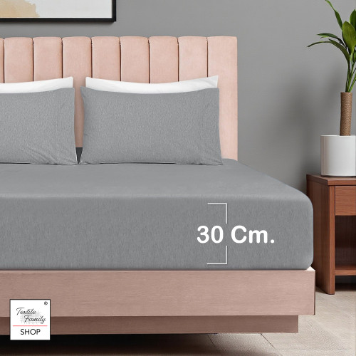 Fitted Bottom Sheets Adatpo Light Blue Jersey - Stretch Cotton H30cm - Single, Queen-size, Double