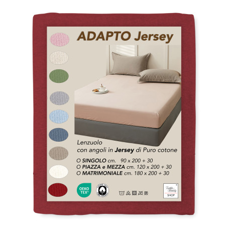 Sábana bajera Adatpo Jersey Burdeos en 100% algodón elástico, banda alta H30 cm