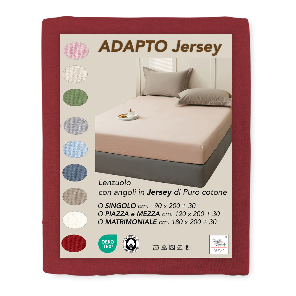 Sábana bajera Adatpo Jersey Burdeos en 100% algodón elástico, banda alta H30 cm