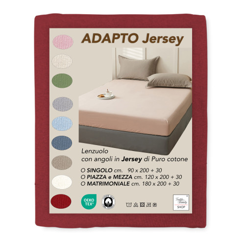 Sábana bajera Adatpo Jersey Burdeos en 100% algodón elástico, banda alta H30 cm