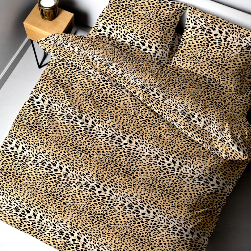 Funda nórdica de leopardo en puro algodón, juego de cama doble Made in Italy Funda nórdica de leopardo en puro algodón, juego de cama doble Made in Italy