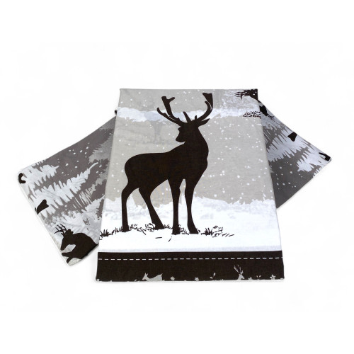 Funda nórdica de ciervo Alps gris - Conjunto de invierno 100% algodón - Estilo montaña, suave y transpirable