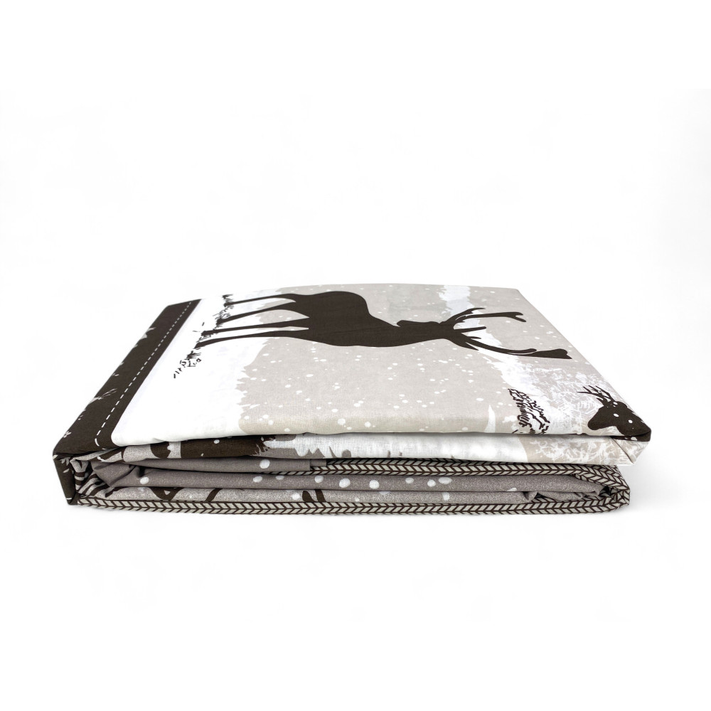 Housse de couette cerf Grey Alps - Ensemble d’hiver 100 % coton - Style montagnard, doux et respirant
