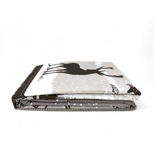 Funda nórdica de ciervo Alps gris - Conjunto de invierno 100% algodón - Estilo montaña, suave y transpirable