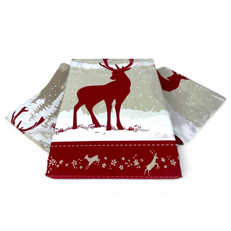 Rotes alpines Hirschmuster Detail - Winter Chalet-Stil Berge und Hirsch Motiv