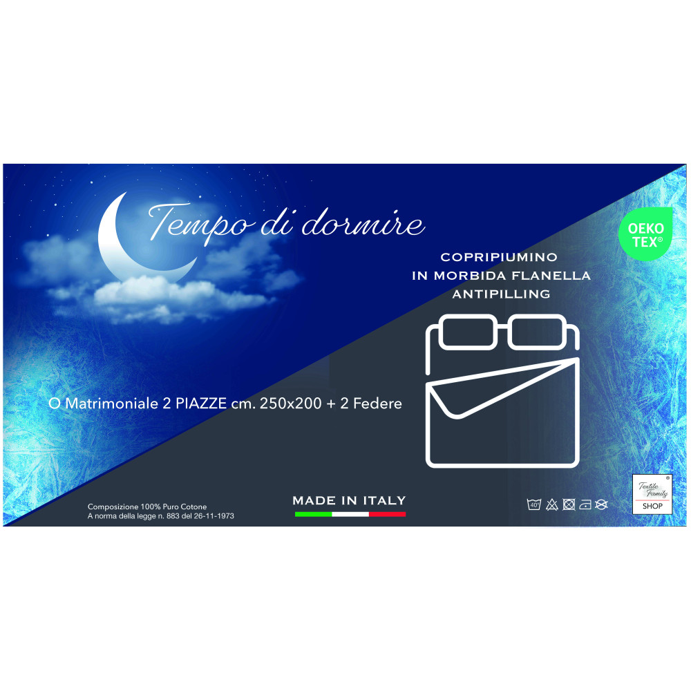 Heart and Cabin Double Duvet Cover - 100% Cotton Flannel - Anti-Pilling, with Extra Flap, Made in Italy