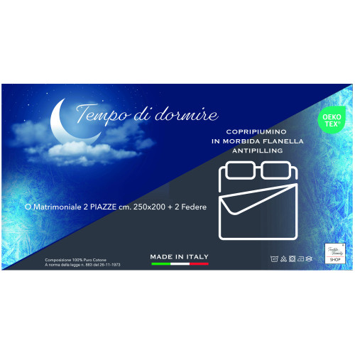 Copripiumino Matrimoniale Cuore e Baita - Flanella Cotone 100% - Anti-Pilling, con Patella Extra, Made in Italy