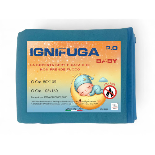 Manta ignífuga para niños de jardín de infantes "FIREPROOF 2.0 BABY" - Cuna y cuna 100% acrílico ignífugo - Made in Italy