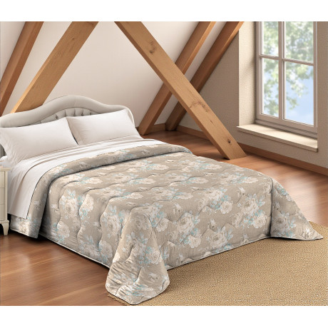 Sanderson Tiffany Flower Bow Quilt - Couvre-lit d’hiver 300 gr/m² en microfibre veloutée - Fabriqué en Italie