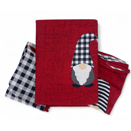 Housse de couette Elves Noël Rouge - Parure de lit d’hiver 100 % coton - Motif de Noël avec des lutins