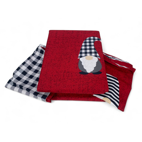 Housse de couette Elves Noël Rouge - Parure de lit d’hiver 100 % coton - Motif de Noël avec des lutins