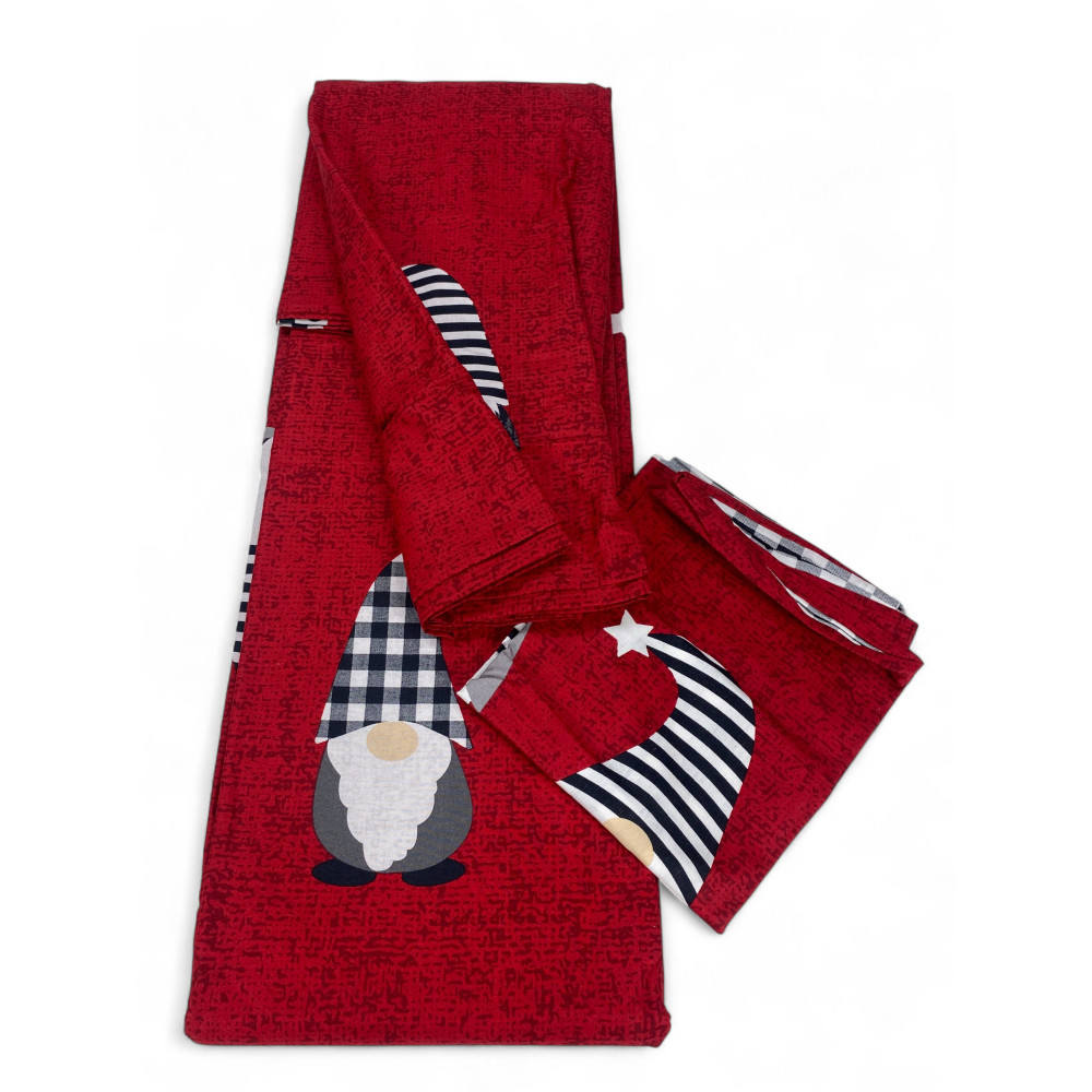 Funda de edredón de elfos navideños rojos - Juego de cama de invierno 100% algodón - Patrón de Navidad cálido y acogedor