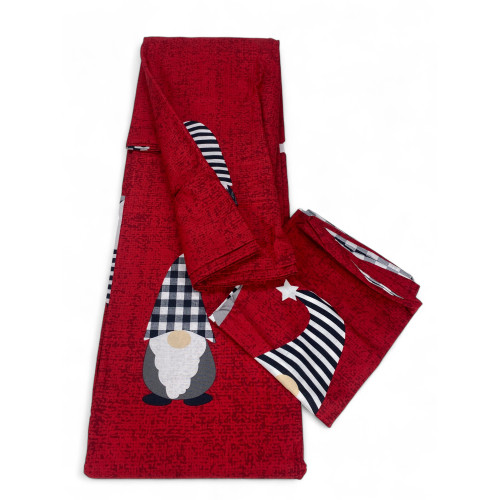 Housse de couette des elfes de Noël rouges - Parure de lit d’hiver 100 % coton - motif de Noël chaud et douillet