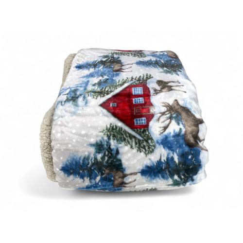 Plaid Sherpa Baita Alpina - Coperta invernale su sfondo innevato - Calore e comfort