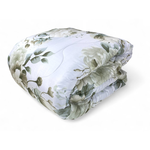 copy of Sanderson Flower Quilt Winter Grey Background, Warm Duvet 300 gr/sqm, Elegant Floral Pattern, Made in Italy