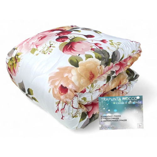 Sanderson Delicate Flower Pink Bow Quilt – Winter 300 gr/sqm, Soft Microfiber, 4 Heat Points – Made in Italy