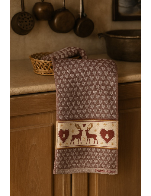 Paños de cocina de algodón jacquard navideño - Juego de 6 piezas 50x80 cm, alta absorción, 3 colores surtidos, hecho en Italia