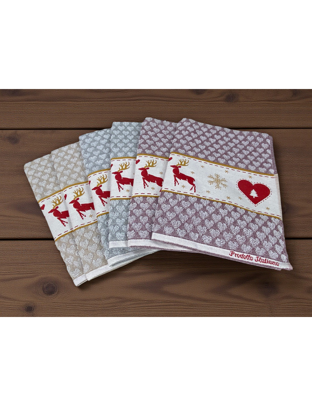 Set de 6 paños de cocina de algodón - Paños de cocina de esponja multicolor - Paños de cocina hechos a mano Made in Italy - 50x7