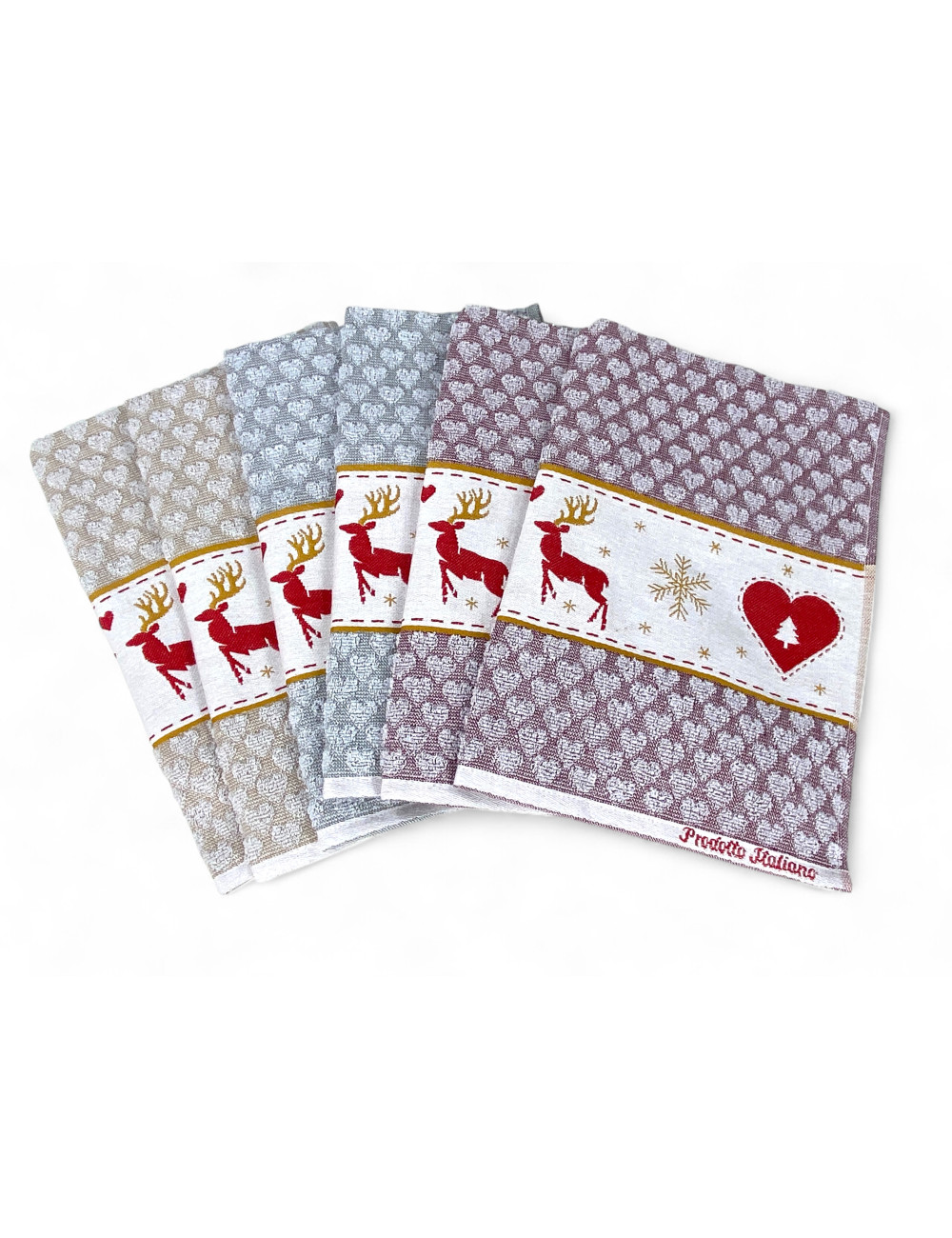 Set de 6 paños de cocina de algodón - Paños de cocina de esponja multicolor - Paños de cocina hechos a mano Made in Italy - 50x7