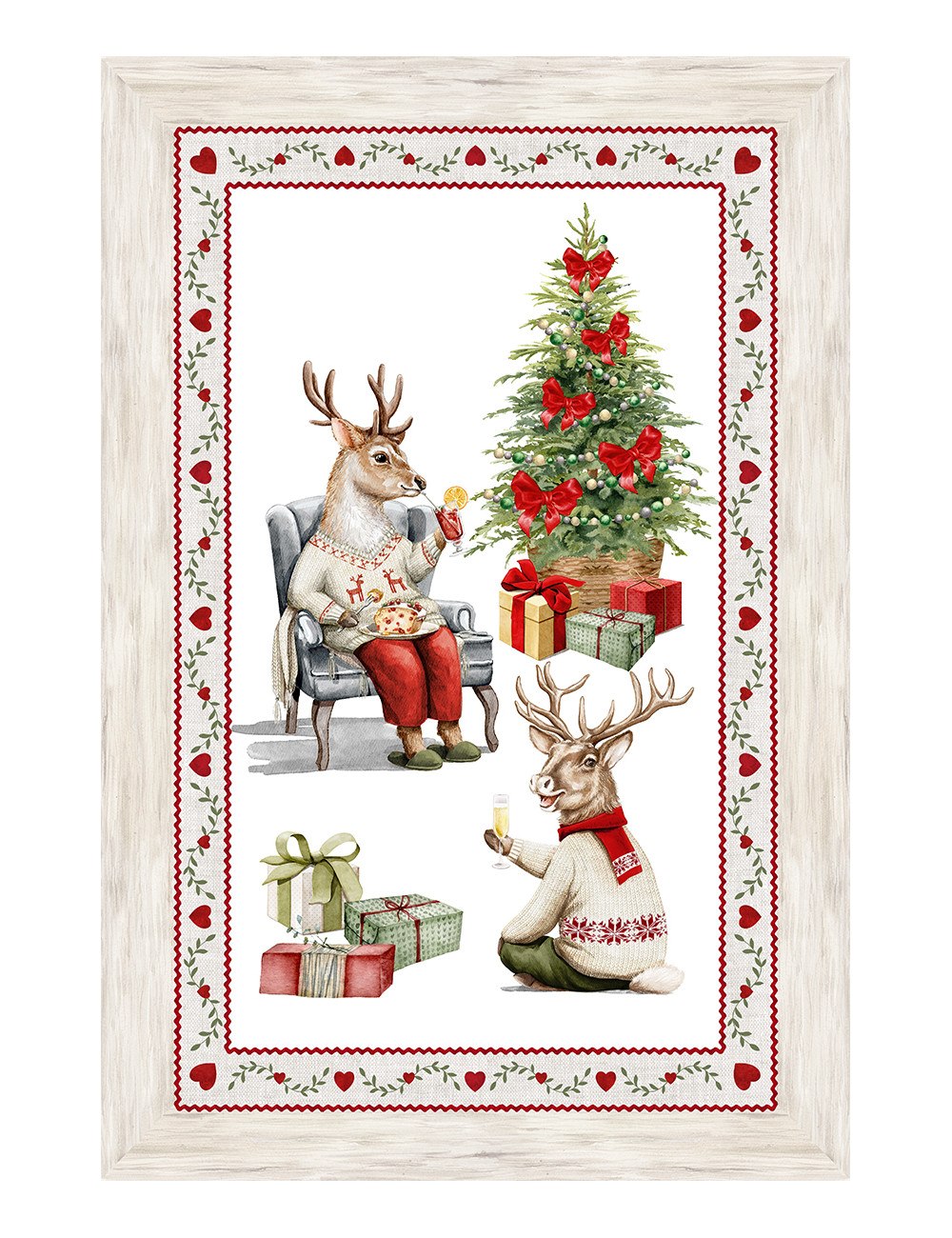 Paños de cocina de algodón jacquard navideño - Juego de 6 piezas 50x80 cm, alta absorción, 3 colores surtidos, hecho en Italia