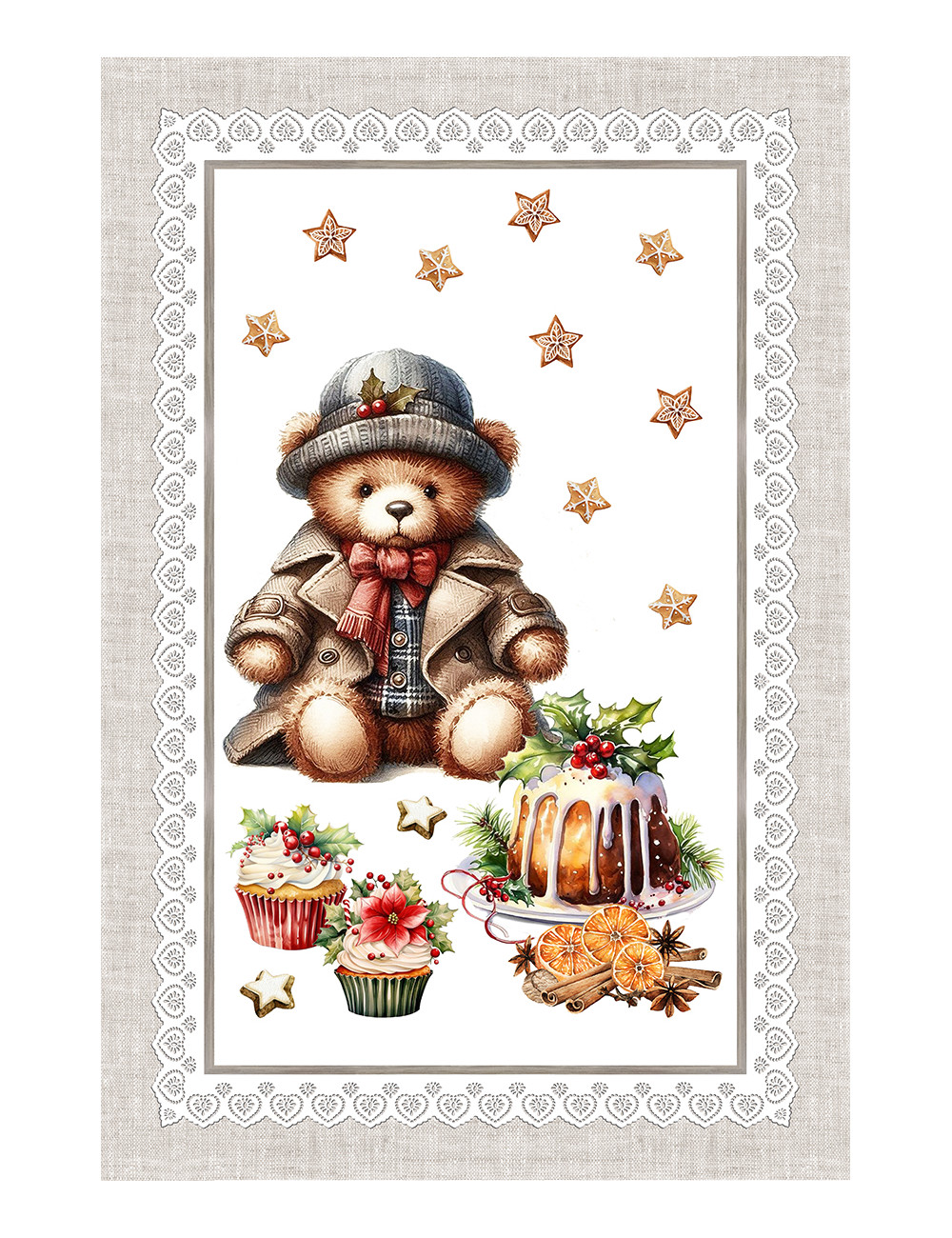 Weihnachts-Küchentücher aus Jacquard-Baumwolle - Set mit 6 Stücken 50x80 cm, hohe Saugfähigkeit, 3 verschiedene Farben, Made in