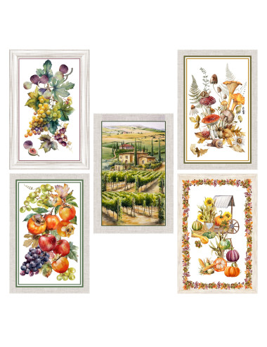 Paños de cocina de algodón jacquard navideño - Juego de 6 piezas 50x80 cm, alta absorción, 3 colores surtidos, hecho en Italia