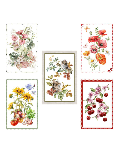 Weihnachts-Küchentücher aus Jacquard-Baumwolle - Set mit 6 Stücken 50x80 cm, hohe Saugfähigkeit, 3 verschiedene Farben, Made in