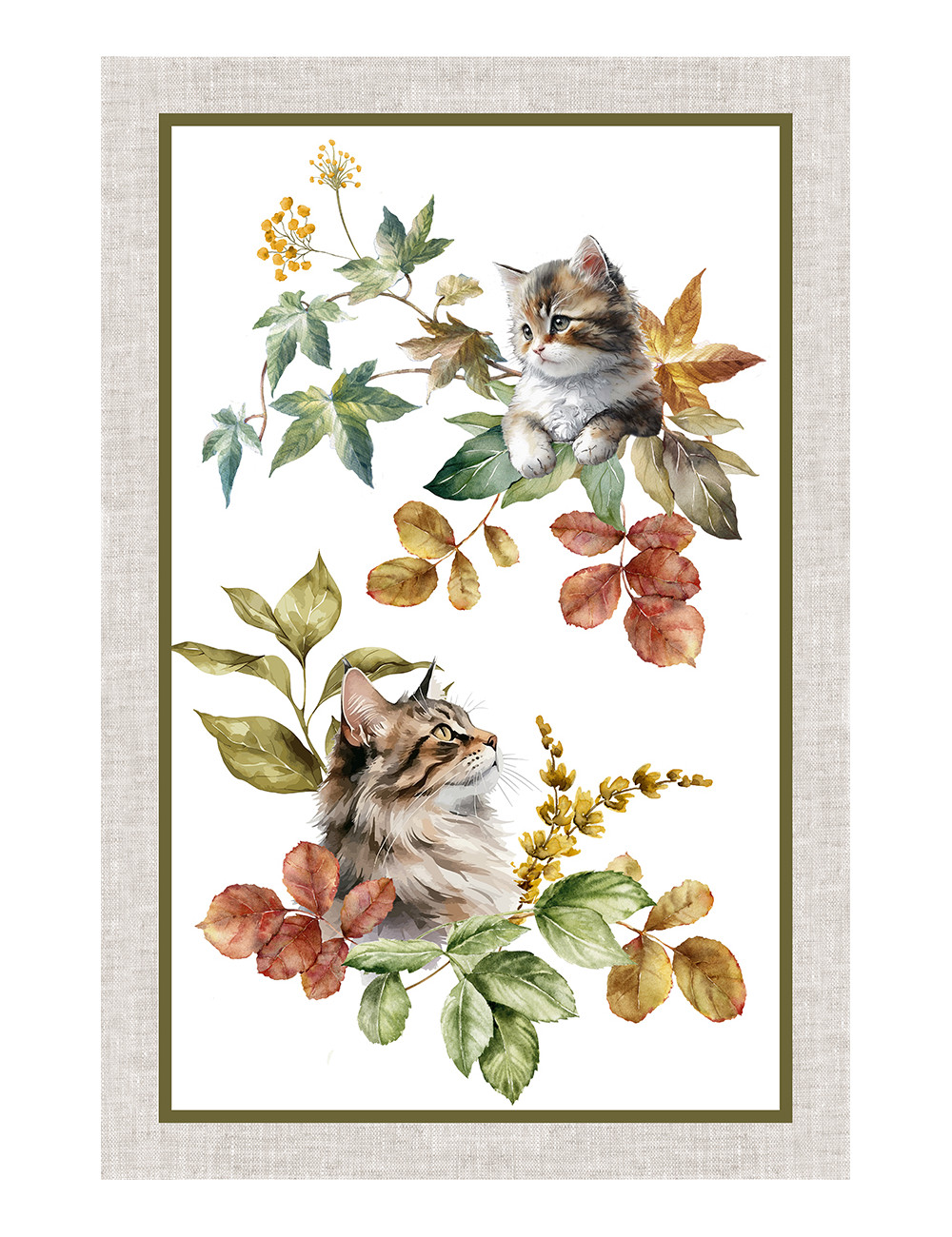 Strofinacci Cucina Cotone Set 5 Pezzi 50x70 cm – Fantasie Floreali e Gatti – Made in Italy con Asola