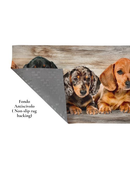 Tappeto Cucina Runner Cuccioli – Passatoia Cucina Antiscivolo Lavabile PVC 6 mm – Made in Italy