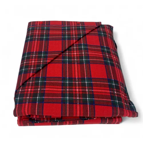 Completo Lenzuola Flanella Tartan Rosso - 100% Cotone Felpato - Caldo Invernale Made in Italy