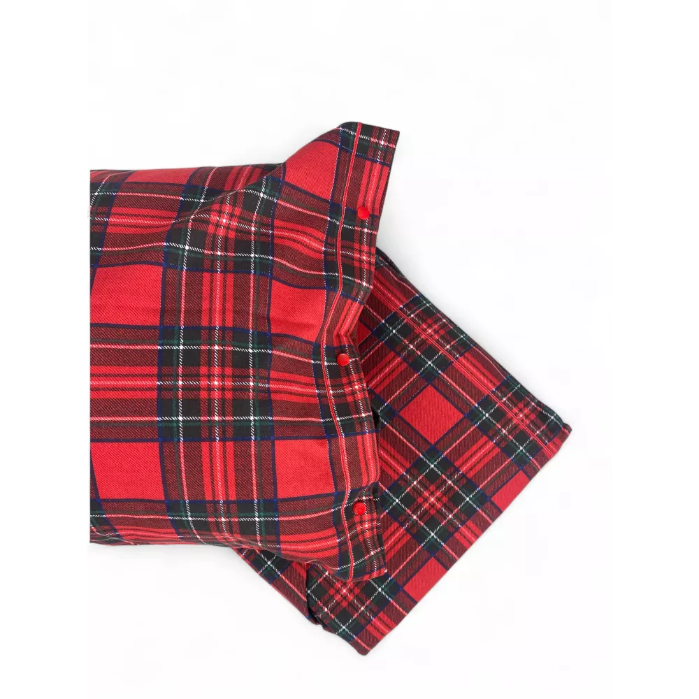 Red Tartan Flannel Sheets Set - 100% Cotton Fleece - Winter Warmth Made in Italy