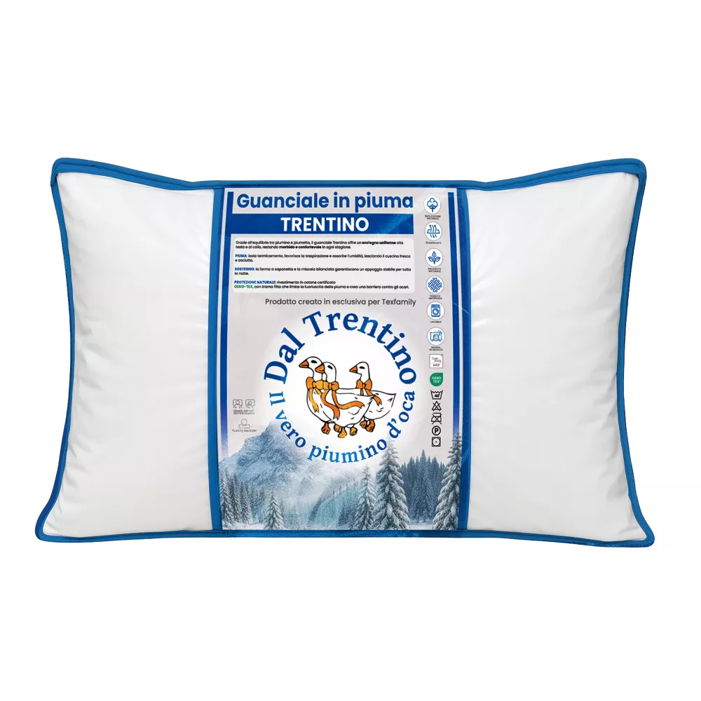Coussin de lit double en duvet d’oie 50x80 cm | Oreiller ergonomique, respirant et hypoallergénique | Plumes de l’auteur