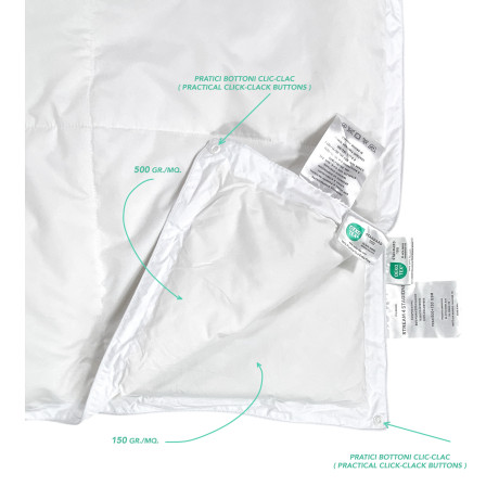 Piumino d’Oca Stream 4 Stagioni - Trapunta Letto Caldo Leggero - 80% Piuma, 20% Piumino - Singolo e Matrimoniale