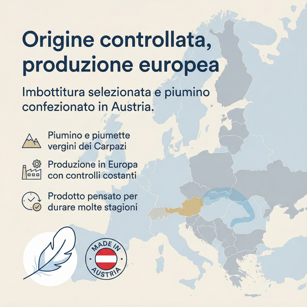 Doudoune d’hiver Danube - 30 % doudouet 70 % duvet classe 1, commode, Batiste 70, fabriquée en Autriche