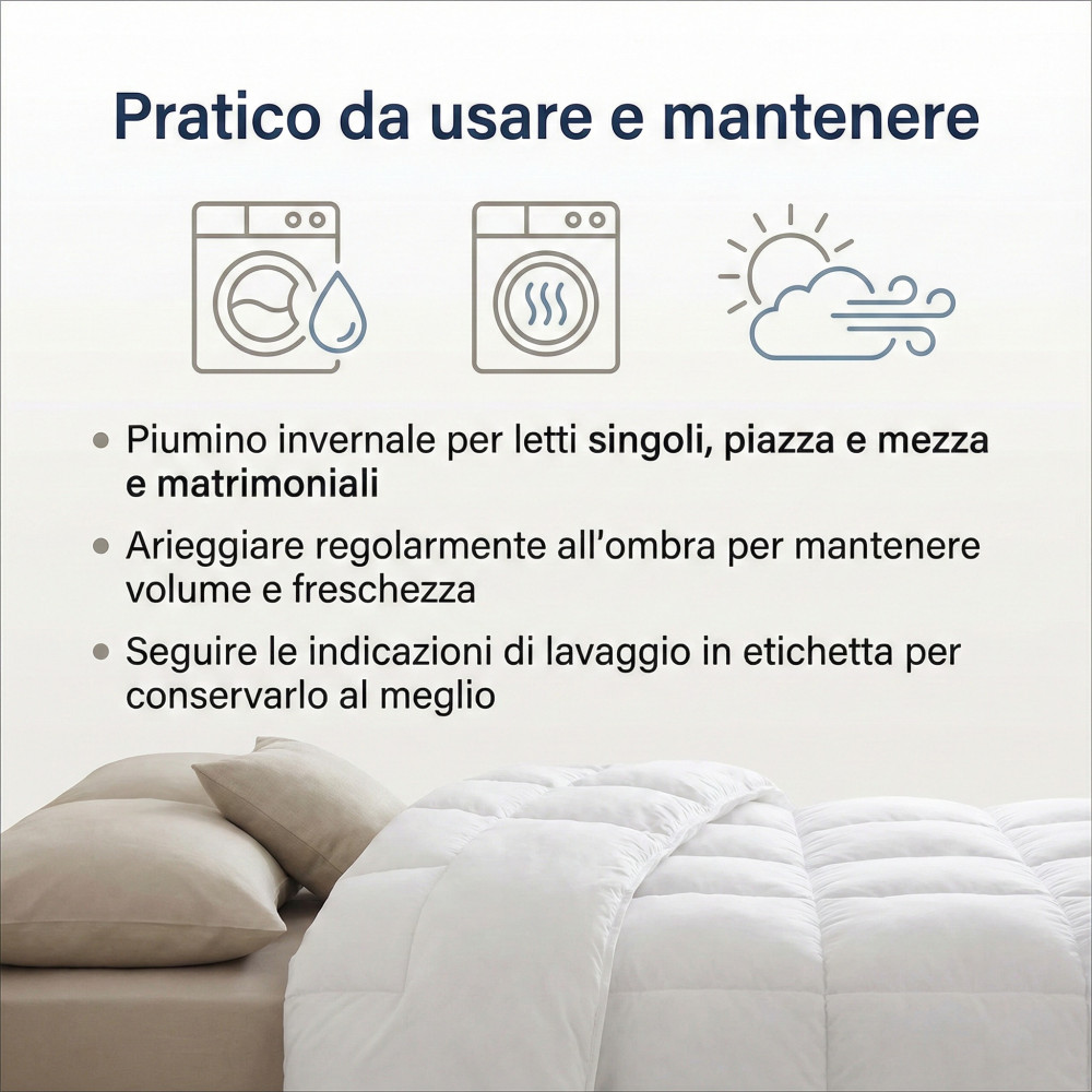 Piumino Danubio Invernale - 30% Piumino 70% Piumette Classe 1, Cassettoni, Batista 70, Made in Austria