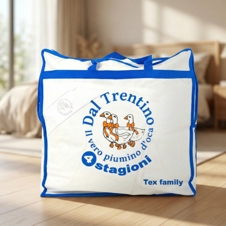 Piumino d’Oca Trentino 4 Stagioni, 2 Piumini Separabili, Soffice, Versatile, 50% Piumino e 50% Piuma d’Oca, Certificato OEKO-TEX