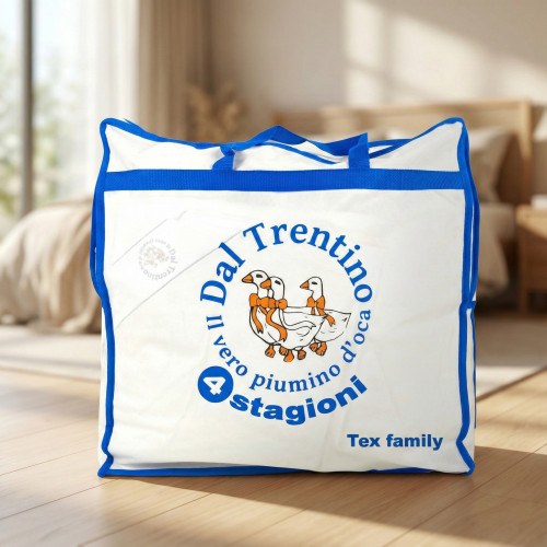 Piumino d’Oca Trentino 4 Stagioni, 2 Piumini Separabili, Soffice, Versatile, 50% Piumino e 50% Piuma d’Oca, Certificato OEKO-TEX
