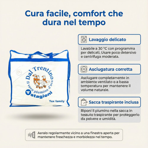 Duvet d’oie du Trentin 4 saisons, 2 couettes séparables, doux, polyvalent, 50% duvet et 50% duvet d’oie, certifié OEKO-TEX